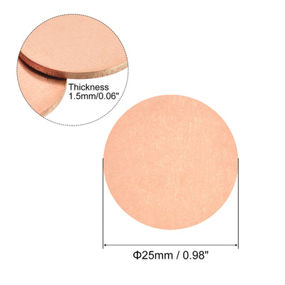 Harfington Stamping Blank Copper Round DIY Tags, 25mm/1" for Craft Decoration, Pack of 8