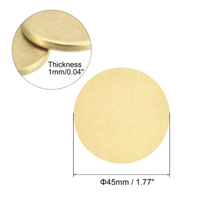 Harfington Brass Stamping Blank Round Metal DIY Tag 45mm Dia 1mm Thick for Craft, Pendant Decoration, Pack of 2