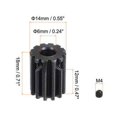 Harfington Uxcell 6mm Blende 12T Modul 1 15 # Stahl Spur Diff Differentialritzel Motor Getriebe