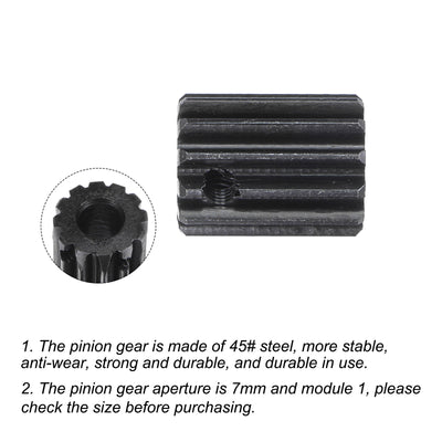 Harfington Uxcell 6.35mm Aperture 12T Mod 1 45# Steel Spur Diff Differential Motor Pinion Gear