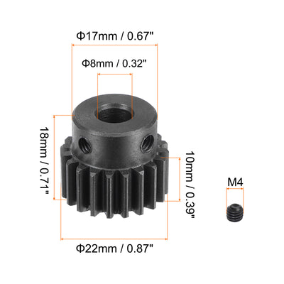 Harfington Uxcell 8mm Aperture 20T Mod 1 45# Steel Spur Diff Differential Motor Pinion Gear