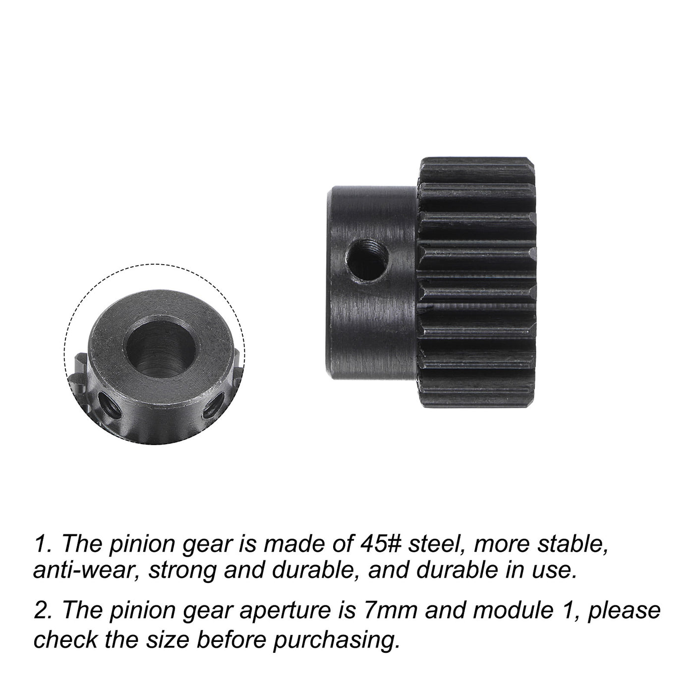 uxcell Uxcell 8mm Aperture 20T Mod 1 45# Steel Spur Diff Differential Motor Pinion Gear