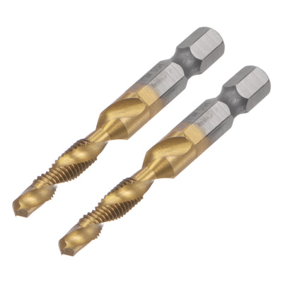 Harfington Uxcell M5 x 0.8 Titanium Coated High Speed Steel 4341 Combination Drill Tap Bit 2pcs