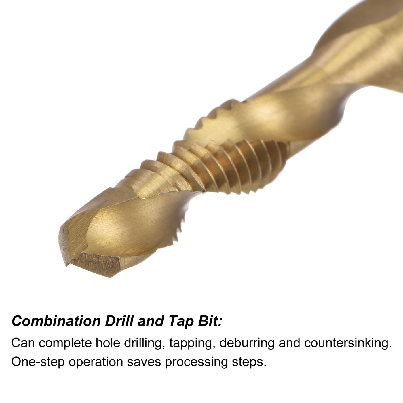 uxcell Uxcell M6 x 1 Titanium Coated High Speed Steel 4341 Combination Drill Tap Bit 2pcs