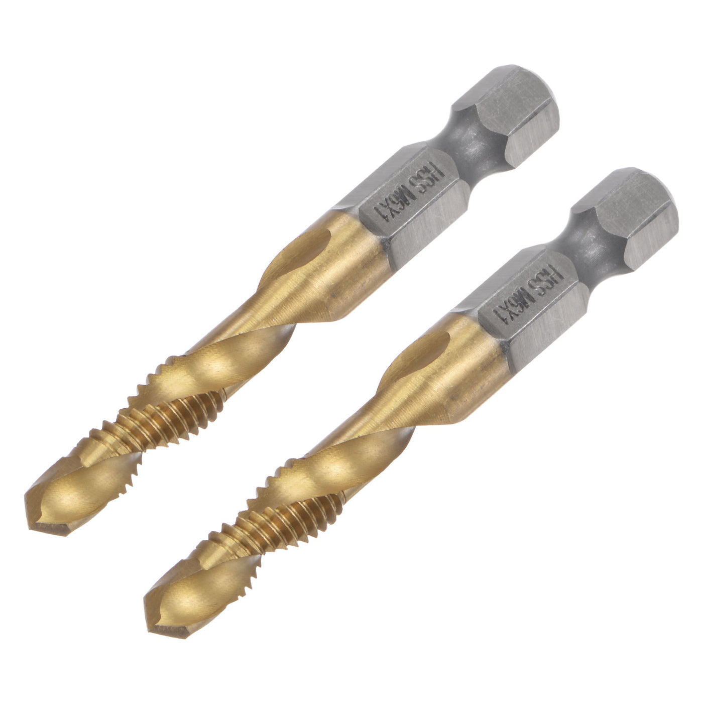 uxcell Uxcell M6 x 1 Titanium Coated High Speed Steel 4341 Combination Drill Tap Bit 2pcs