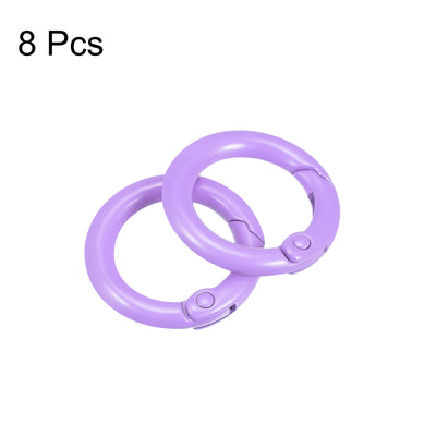 Harfington Uxcell Round Spring O Rings, 25mm/ 0.98" Trigger Buckle Snap for Bags, Purses, Keyrings, Purple, 8Pcs