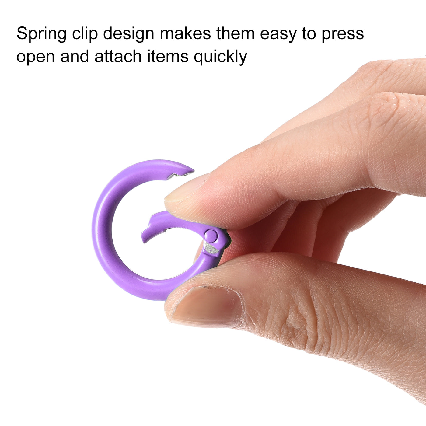 uxcell Uxcell Round Spring O Rings, 25mm/ 0.98" Trigger Buckle Snap for Bags, Purses, Keyrings, Purple, 8Pcs