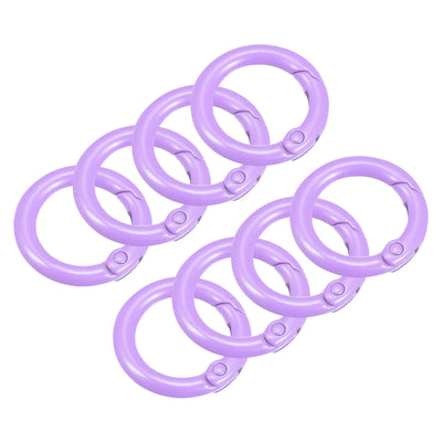 Harfington Uxcell Round Spring O Rings, 25mm/ 0.98" Trigger Buckle Snap for Bags, Purses, Keyrings, Purple, 8Pcs