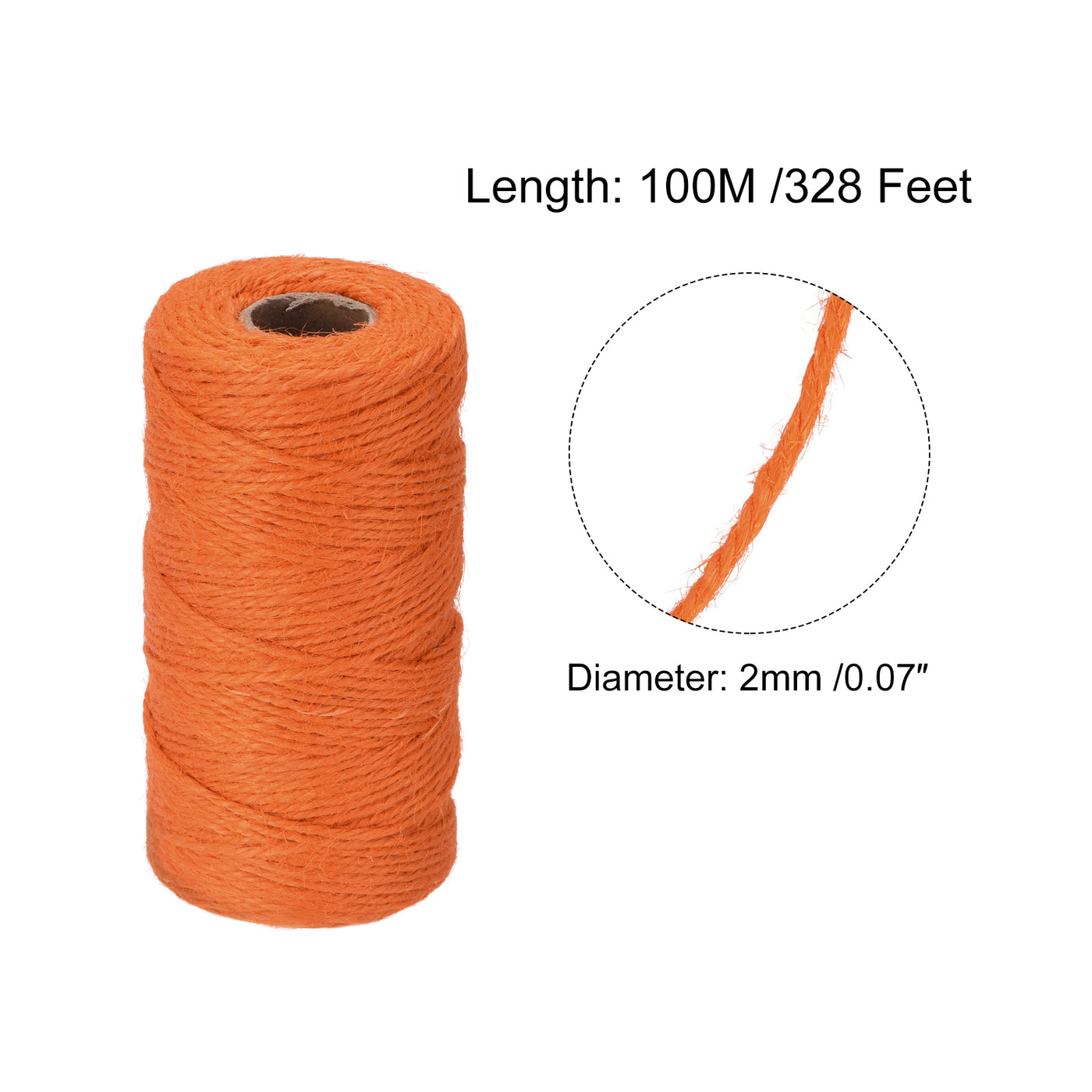 Harfington 328Ft Gartengarn 2mm Handwerk Saiten Jute für Kunstwerk DIY Orange