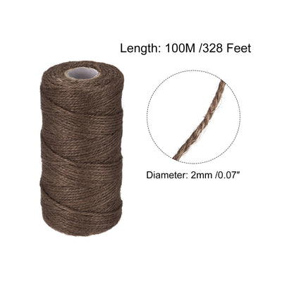 Harfington 328Ft Gartengarn 2mm Handwerk Saiten Jute für Kunstwerk DIY Braun