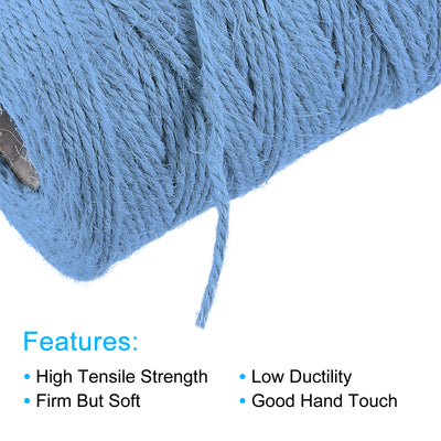 Harfington 328Ft Gartengarn 2mm Handwerk Saiten Jute für Kunstwerk DIY Hellblau