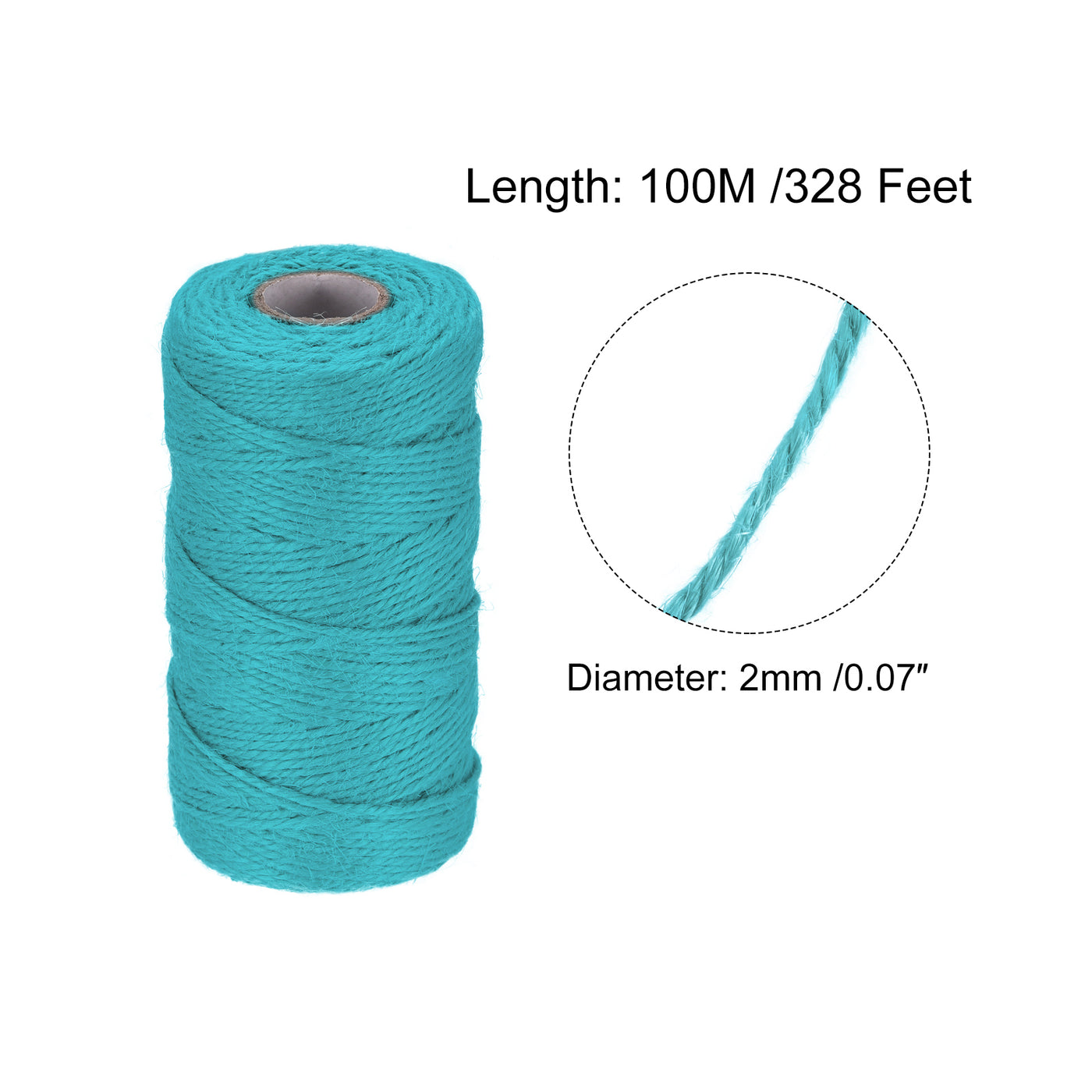 Harfington 328Ft Gartengarn 2mm Handwerk Saiten Jute für Kunstwerk DIY Seeblau