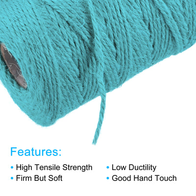 Harfington 328Ft Gartengarn 2mm Handwerk Saiten Jute für Kunstwerk DIY Seeblau