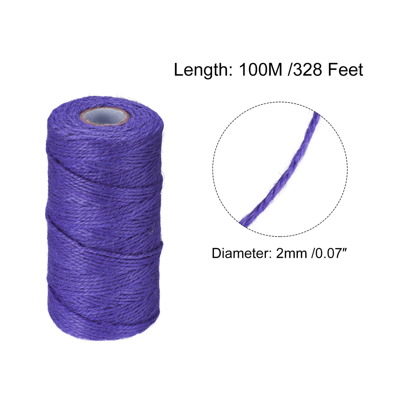 Harfington 328Ft Schnur 2mm Bastel Jute für DIY Kunstwerke Geschenkpackungen Lila