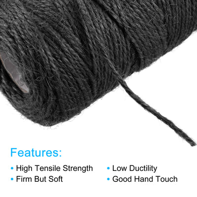 Harfington 328Ft Gartengarn 2mm Handwerk Saiten Jute für Kunstwerk DIY Schwarz