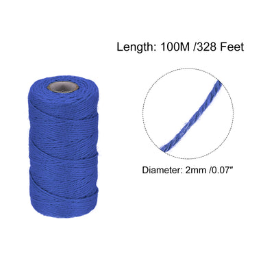 Harfington 328Ft Schnur 2mm Bastel Jute für DIY Kunstwerke Geschenkpackungen Dunkel Blau