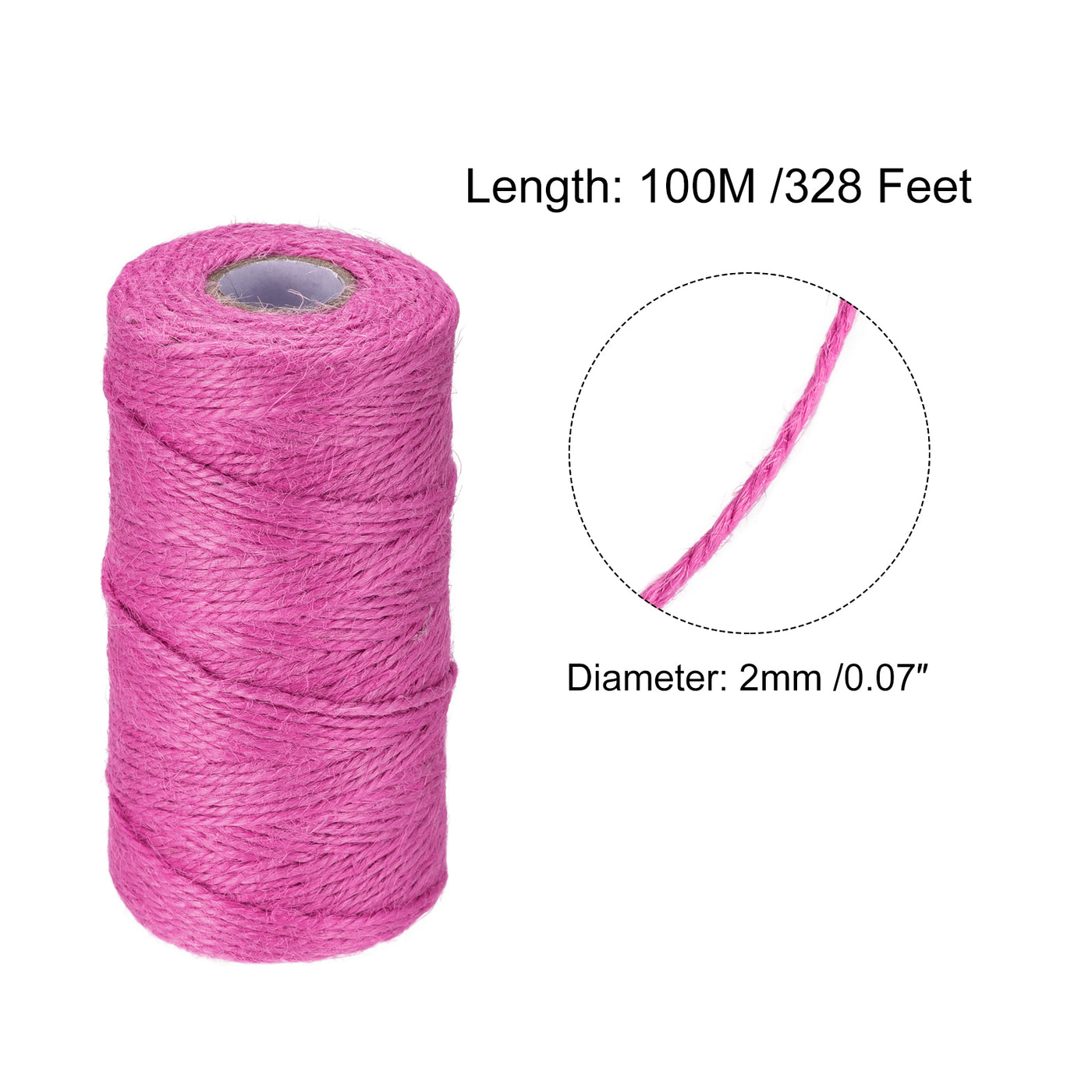 Harfington 328Ft Schnur 2mm Bastel Jute für DIY Kunstwerke Geschenkpackungen Fucsia