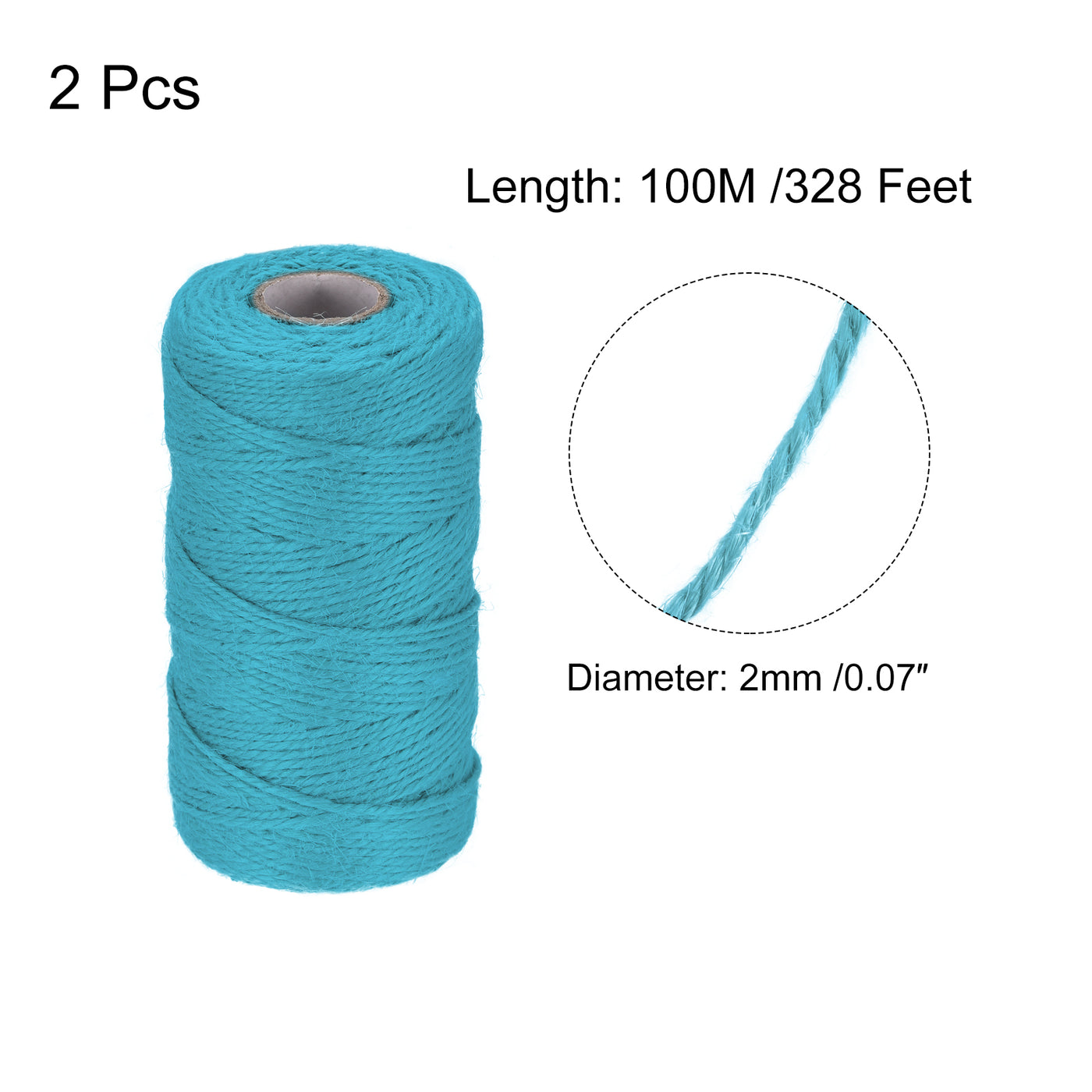 Harfington Paket von 2 328Ft Gartengarn 2mm Handwerk Saiten für Kunstwerk DIY Seeblau