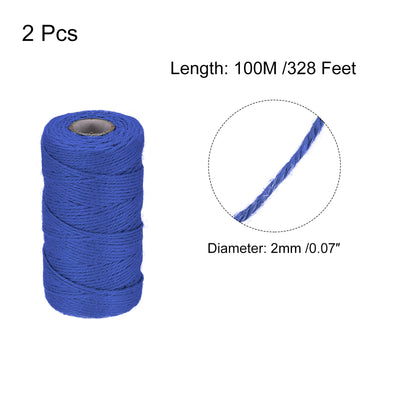 Harfington Paket von 2 328Ft Gartengarn 2mm Handwerk Saiten für Kunstwerk DIY Dunkelblau