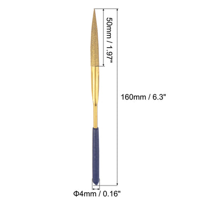 Harfington Uxcell 4mm x 160mm Titanium Coated Half Round Diamond Needle Files with TPU Handle