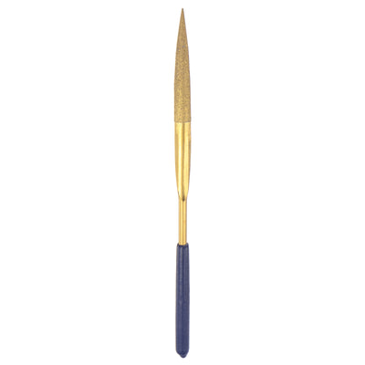 Harfington Uxcell 4mm x 160mm Titanium Coated Half Round Diamond Needle Files with TPU Handle