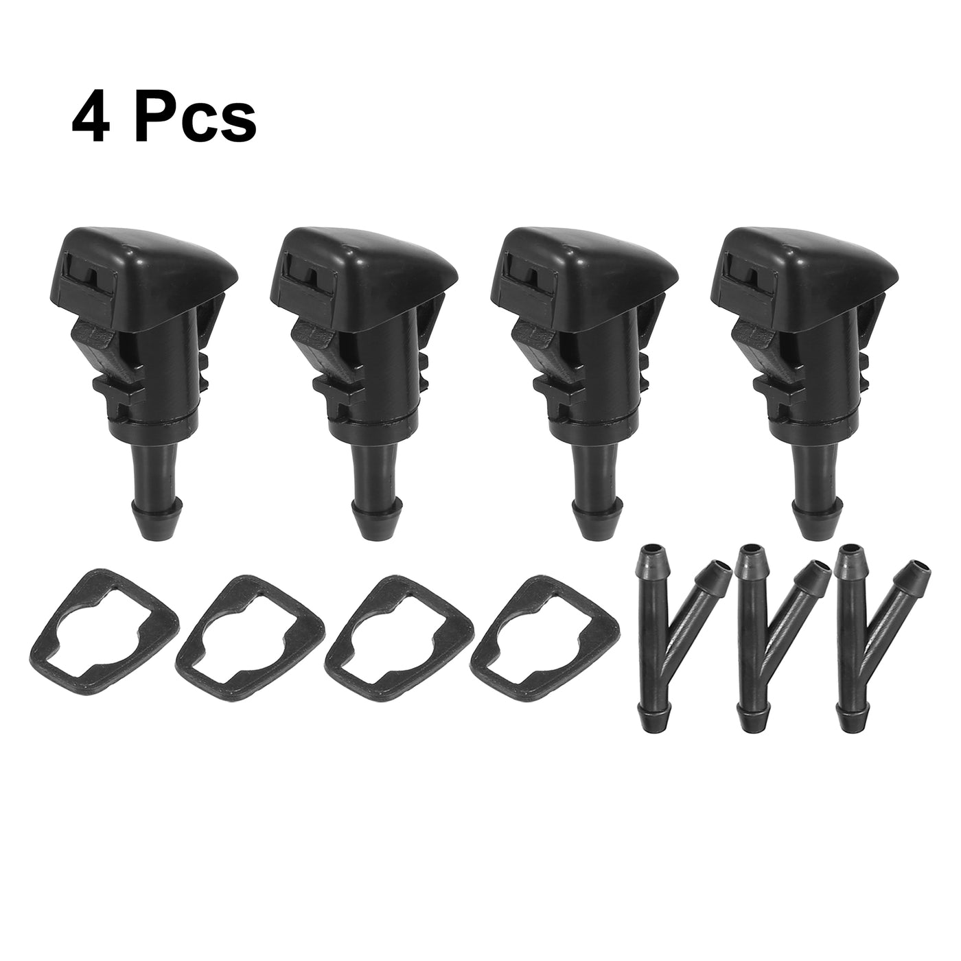 X AUTOHAUX 4pcs Car Front Windshield Washer Nozzles for Dodge Avenger Charger Durango for Chrysler for Jeep Compass Replaces 4805742AC with 3 Pcs Hose Connectors