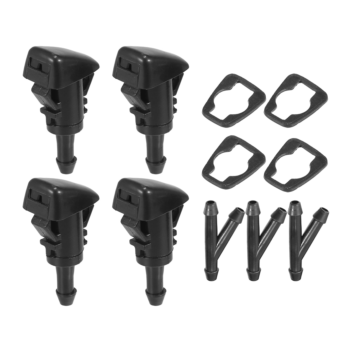 X AUTOHAUX 4pcs Car Front Windshield Washer Nozzles for Dodge Avenger Charger Durango for Chrysler for Jeep Compass Replaces 4805742AC with 3 Pcs Hose Connectors