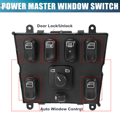 Harfington Power Window Switch Driver Side Power Window Master Control Switch 1638206610 Replacement for Mercedes-Benz ML430 1999-2001