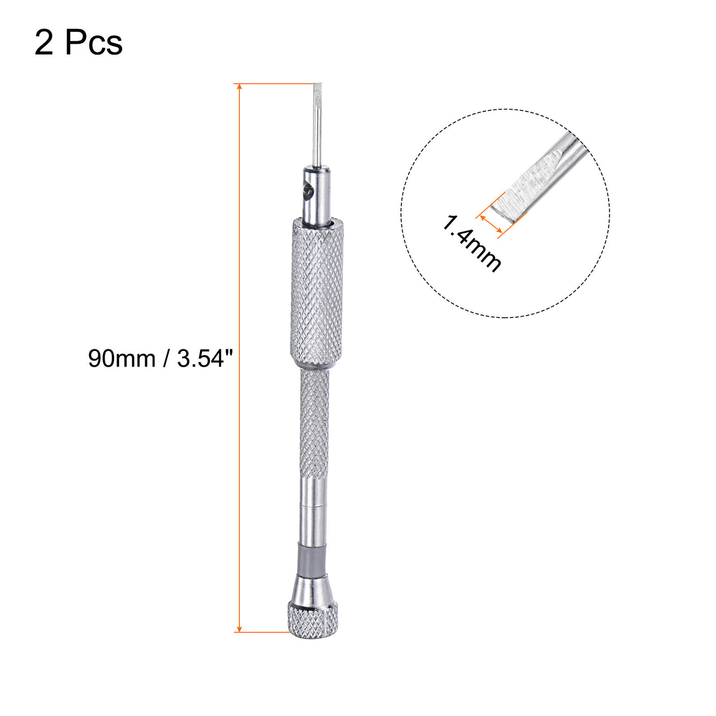 uxcell Uxcell Micro Precision Screwdriver, 1.4mm Flat Head for Watch Eyeglasses Electronics Repair 2 Pcs