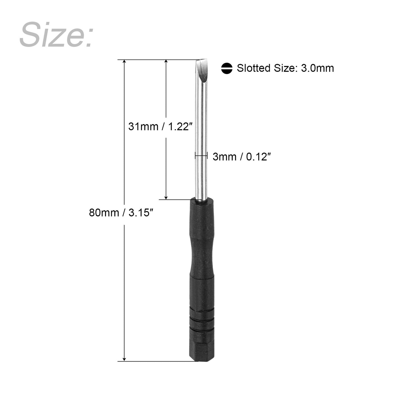 uxcell Uxcell Mini Slotted Screwdriver, 3.0mm Flat Head for Watch Eyeglasses Electronics Repair, 2 Pcs