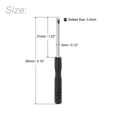 Harfington Uxcell Mini Slotted Screwdriver, 3.0mm Flat Head for Watch Eyeglasses Electronics Repair, 2 Pcs