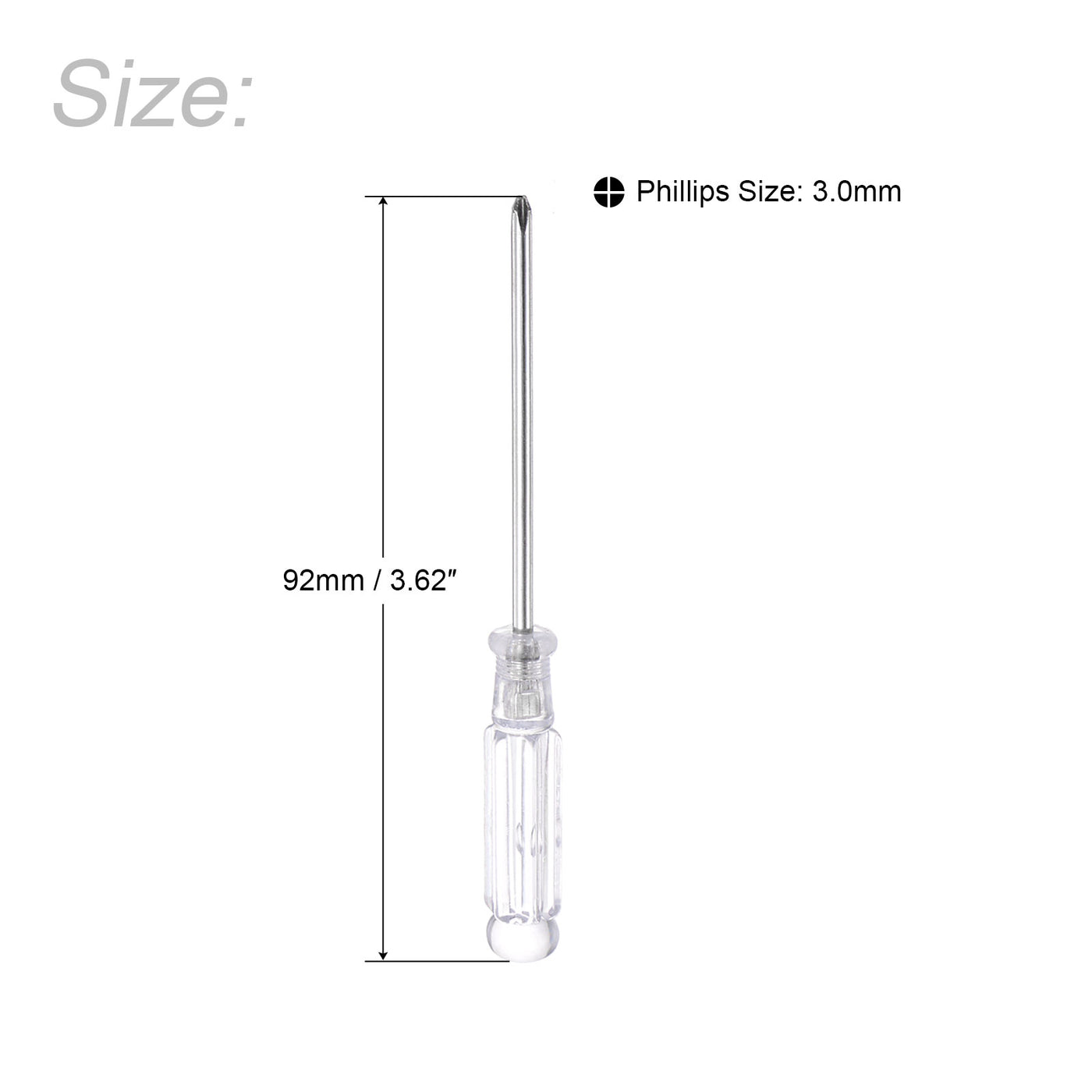 uxcell Uxcell Mini Phillips Screwdriver, 3.0mm Cross Head with Clear Handle for Small Appliances, 2 Pcs