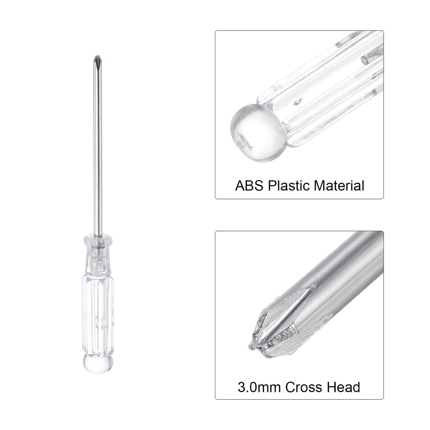 uxcell Uxcell Mini Phillips Screwdriver, 3.0mm Cross Head with Clear Handle for Small Appliances, 2 Pcs