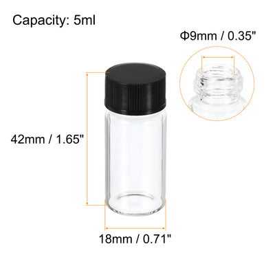 Harfington 5mL Reagent Glass Storage Bottle 10Pcs Round Plastic Screw Cap Lab Home Clear