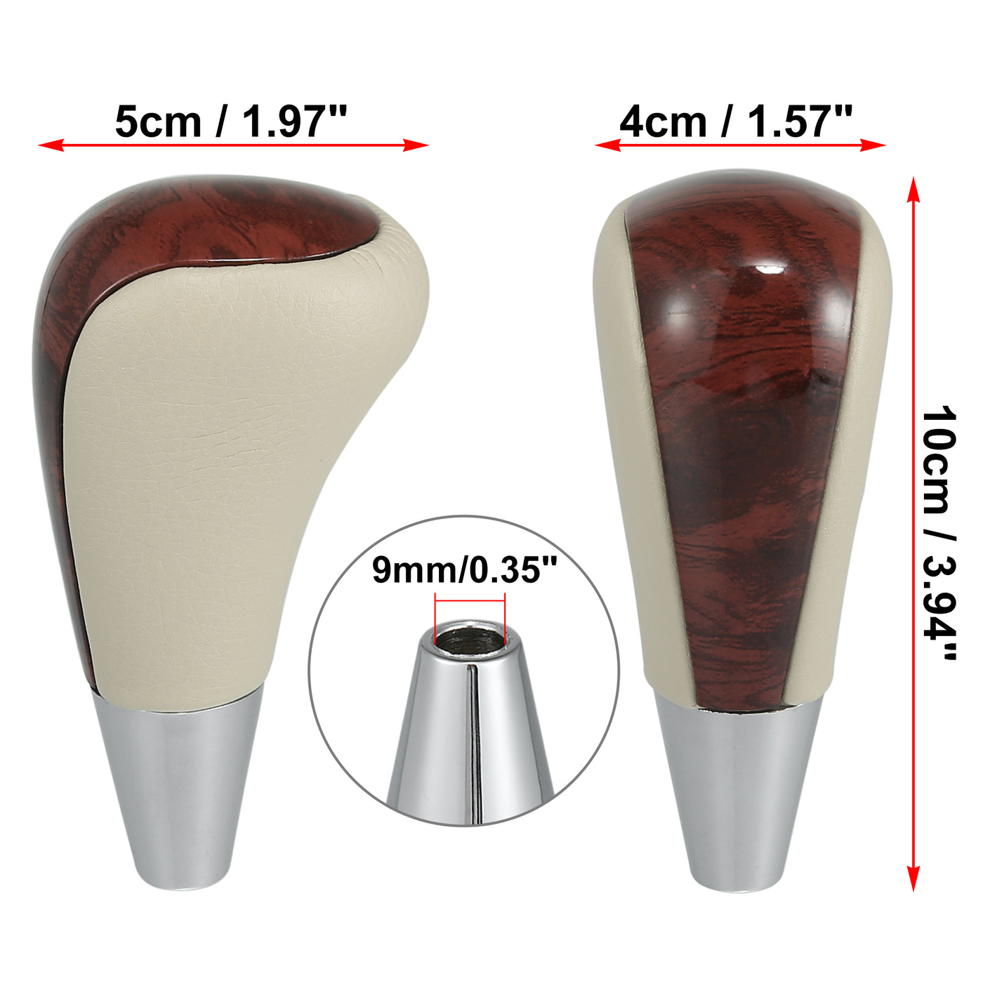 X AUTOHAUX M8x1.25 Car Gear Shift Knob Gear Lever Shifter for Toyota Camry Avalon Yaris 4Runner for Lexus ES300 ES330 Brown Wood Pattern Beige Faux Leather