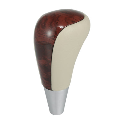 Harfington M8x1.25 Car Gear Shift Knob Gear Lever Shifter for Toyota Camry Avalon Yaris 4Runner for Lexus ES300 ES330 Brown Wood Pattern Beige Faux Leather