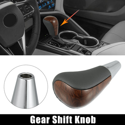 Harfington M8x1.25 Car Gear Shift Knob Gear Lever Shifter for Toyota Camry Yaris 4Runner Tacoma for Lexus ES300 ES330 Brown Wood Pattern Gary Faux Leather