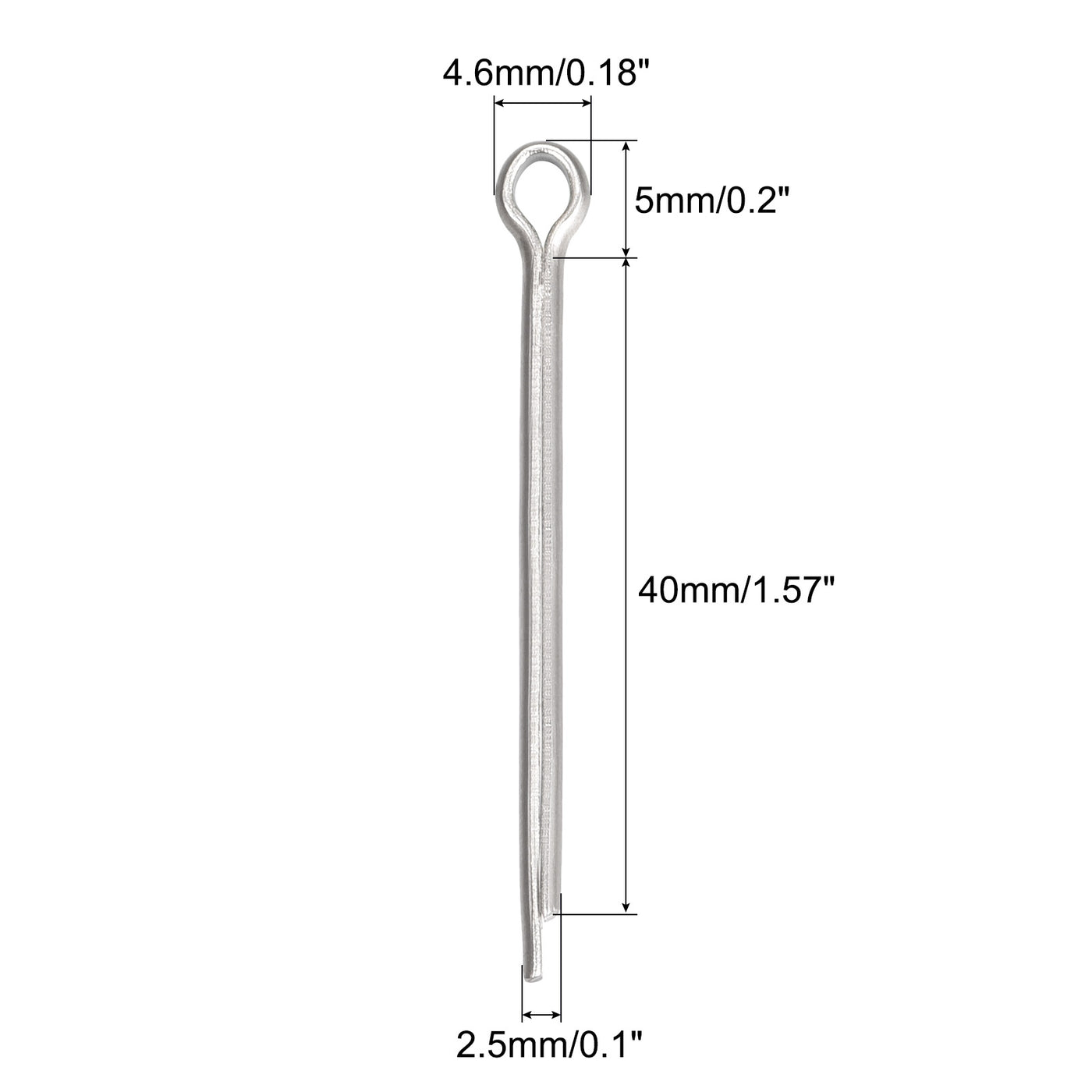 uxcell Uxcell Split Cotter Pin, 2.5mm x 40mm Stainless Steel Clip Fastener Fitting for Automotive, Mechanics, Silver Tone, 90Pcs