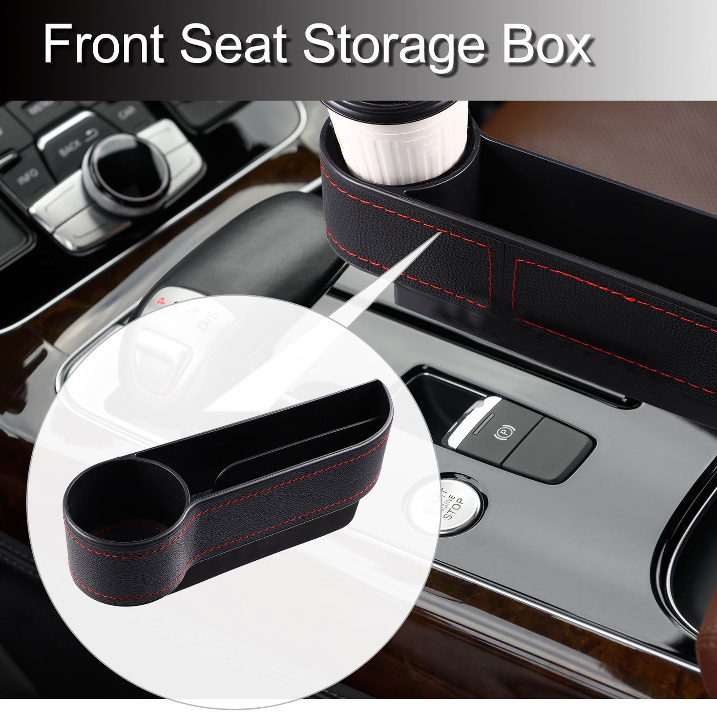 X AUTOHAUX Automotive Front Seat Storage with Cup Holder Car Seat Gap Filler Auto Console Side Storage Boxes Seat Side Storage Boxes Left Side Black