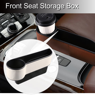 Harfington Automotive Front Seat Storage with Cup Holder Car Seat Gap Filler Auto Console Side Storage Boxes Seat Side Storage Boxes Left Side Beige