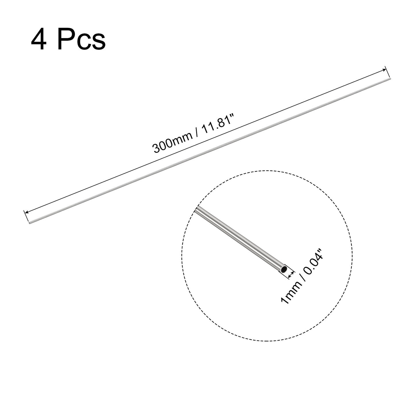 Harfington 304 Stainless Steel Metal Seamless Straight Tubing Tubes