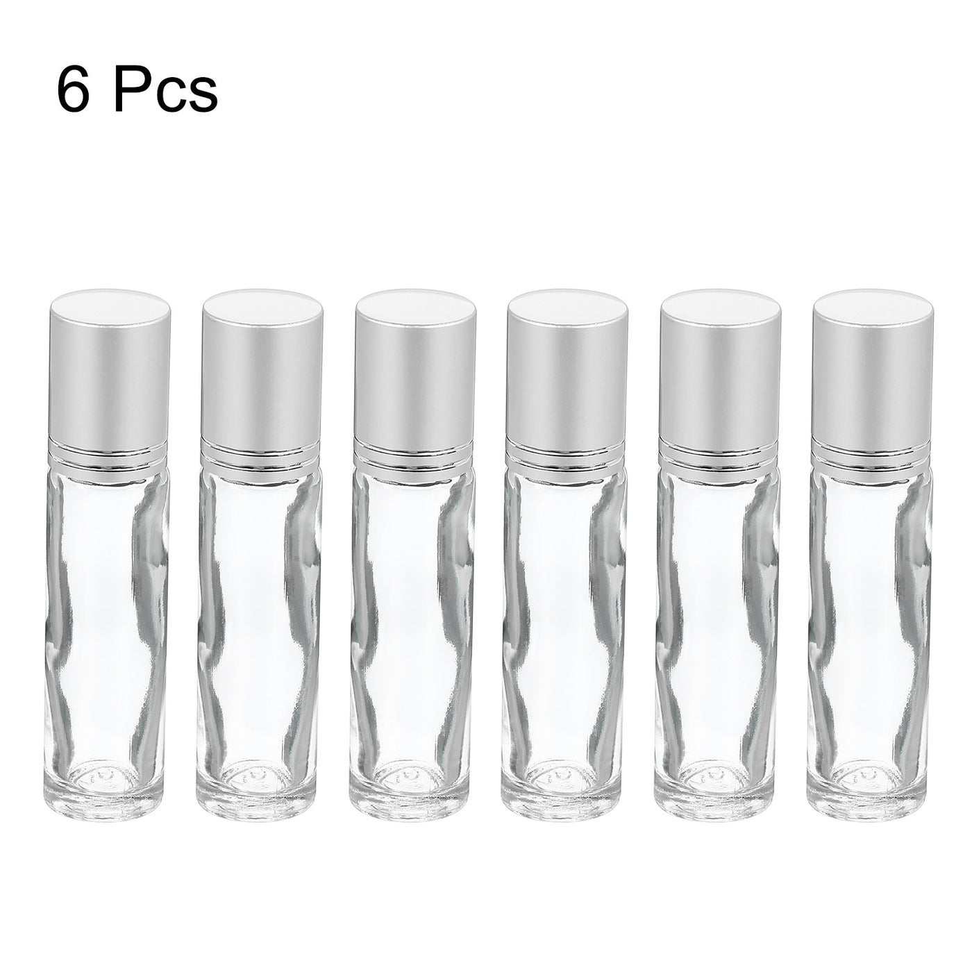 Harfington 10mL Roller Bottles, 6 Pack Glass Essential Oil Roller Balls with Silver Cover Cap Refillable Containers, Clear