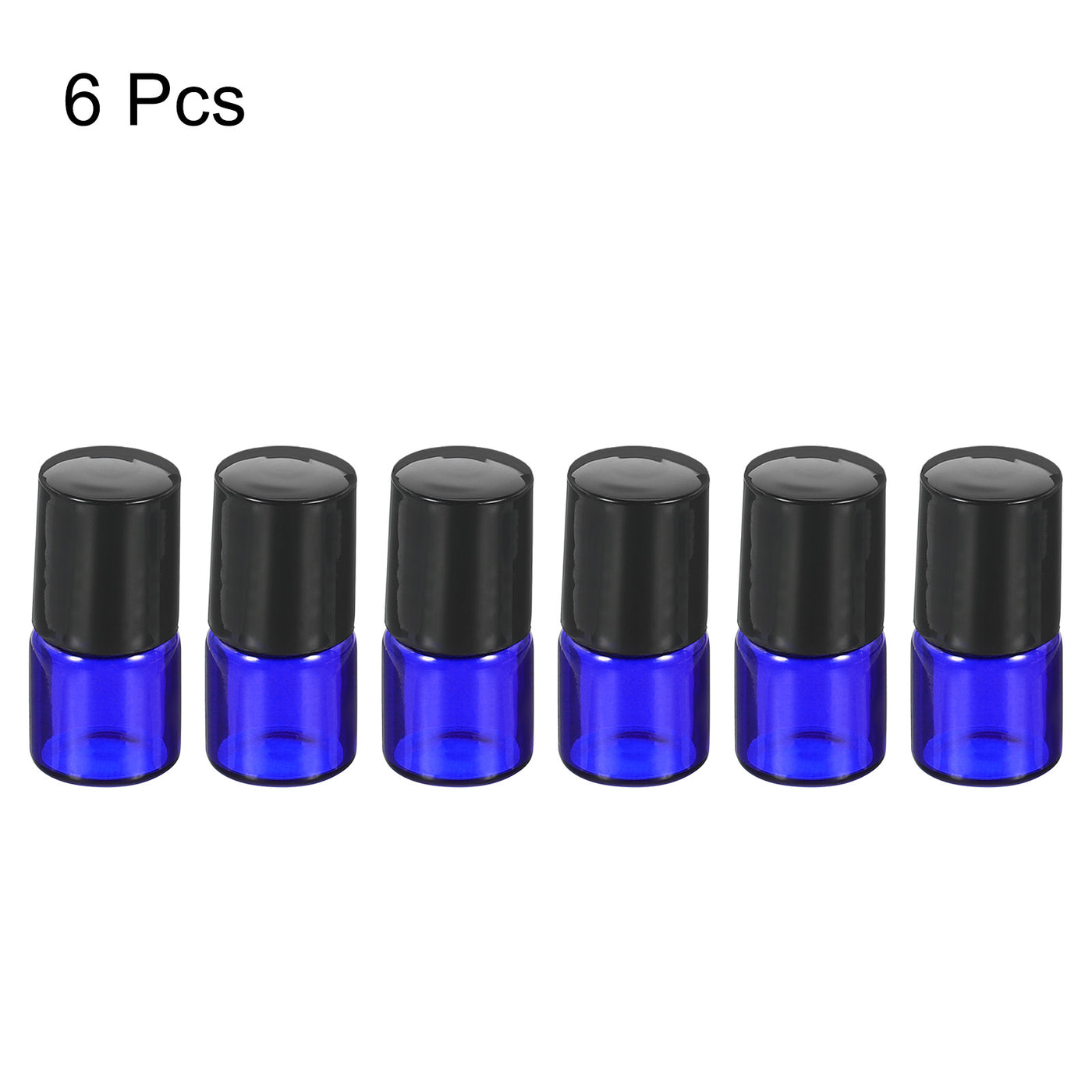 Harfington 1mL Roller Bottles, 6 Pack Glass Essential Oil Roller Balls with Plastic Cover Cap Refillable Containers, Blue