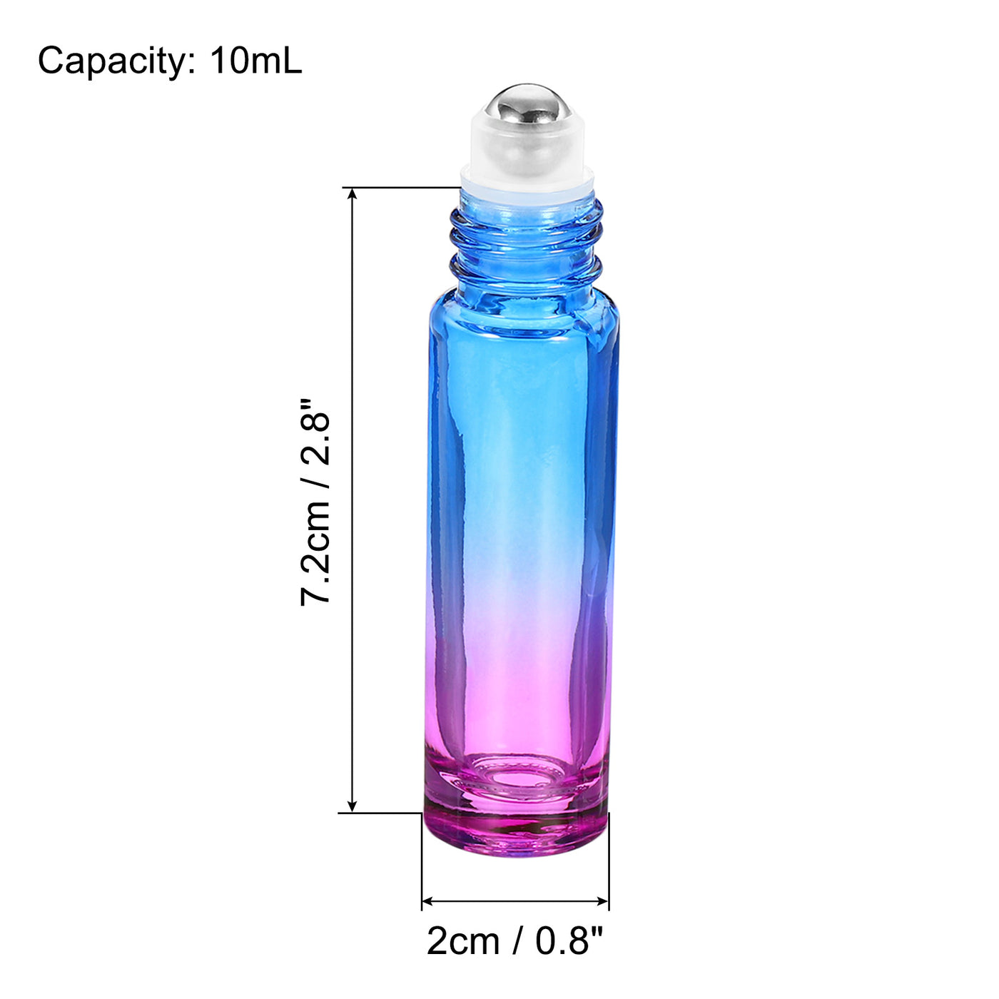 Harfington 10mL Roller Bottles, 2 Pack Glass Essential Oil Roller Balls with Silver Cover Cap Refillable Containers, Blue Purple