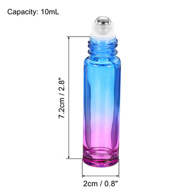 Harfington 10mL Roller Bottles, 2 Pack Glass Essential Oil Roller Balls with Silver Cover Cap Refillable Containers, Blue Purple