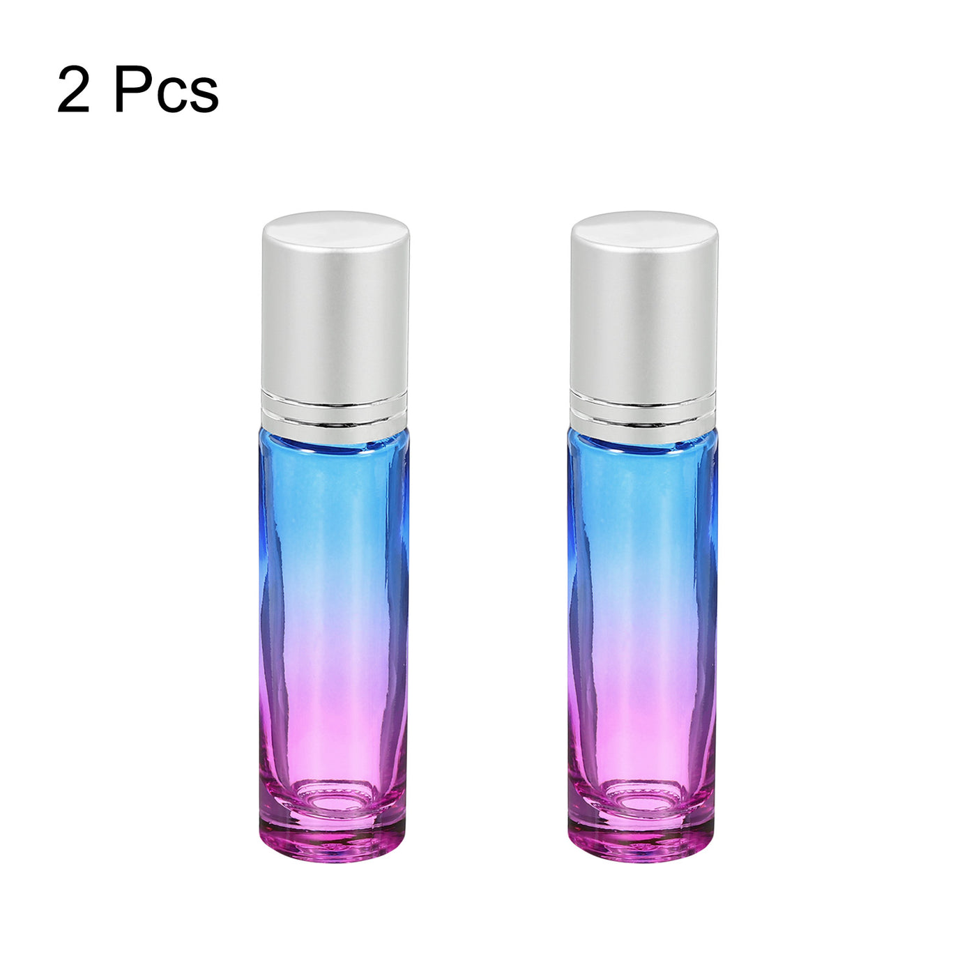 Harfington 10mL Roller Bottles, 2 Pack Glass Essential Oil Roller Balls with Silver Cover Cap Refillable Containers, Blue Purple