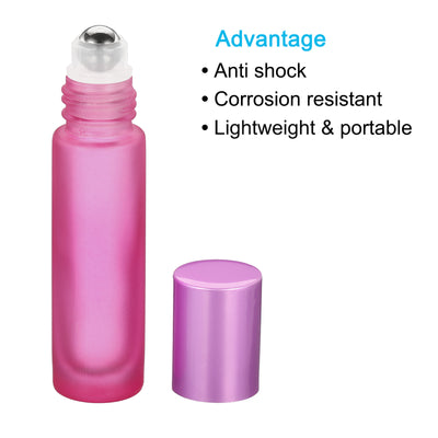 Harfington 10mL Roller Bottles, 2 Pack Glass Essential Oil Roller Balls with Cover Cap Refillable Containers, Matte Pink