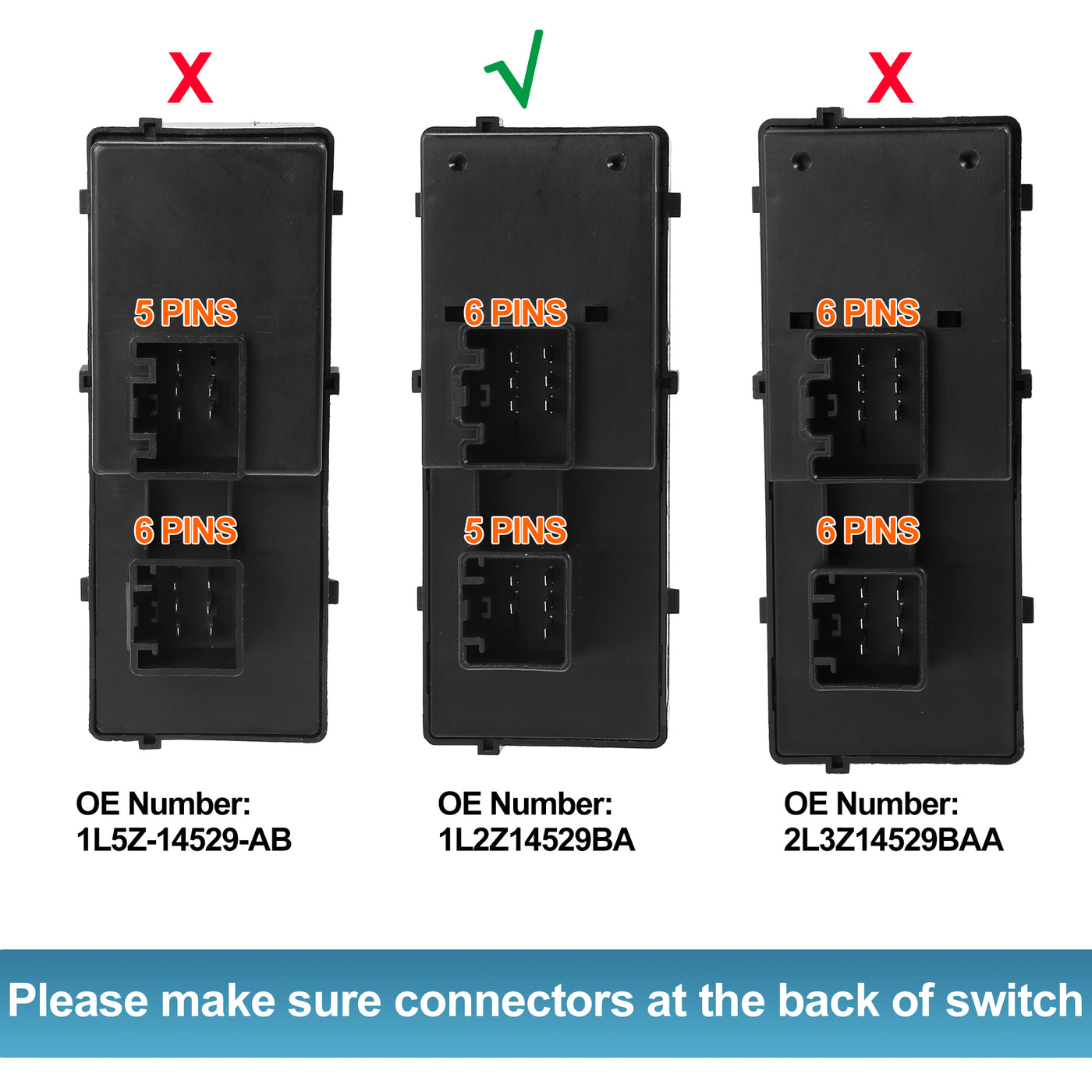 X AUTOHAUX Power Window Switch Driver Side Power Window Master Control Switch 1L2Z14529BA Replacement for Ford F250 F350 F450 F550 2002-2004