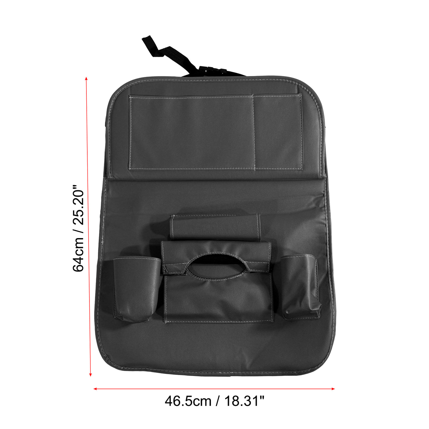 X AUTOHAUX Car Back Seat Organizer Backseat Kick Mat Protector with Foldable Dining Table Tray Tissue Box Storage Bag for Road Trip Accessories PU Leather