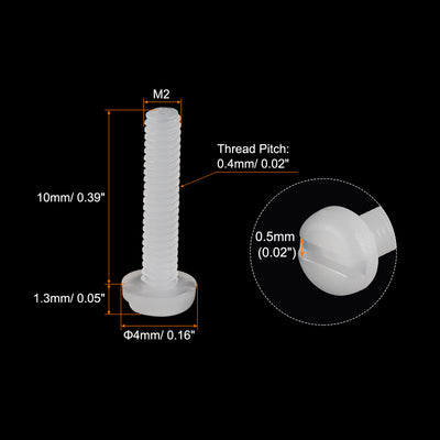 Harfington Uxcell 50 Stück Nylon Maschinen Schraube M2x10mm Geschlitzte Pfannenkopf Befestigung Bolzen für Elektronik Kommunikation Ausrüstung